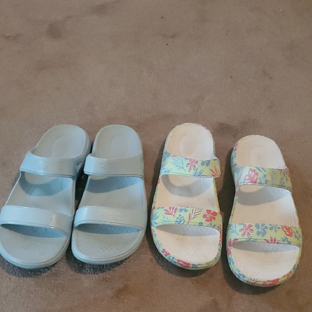 Floral and Blue Sandals